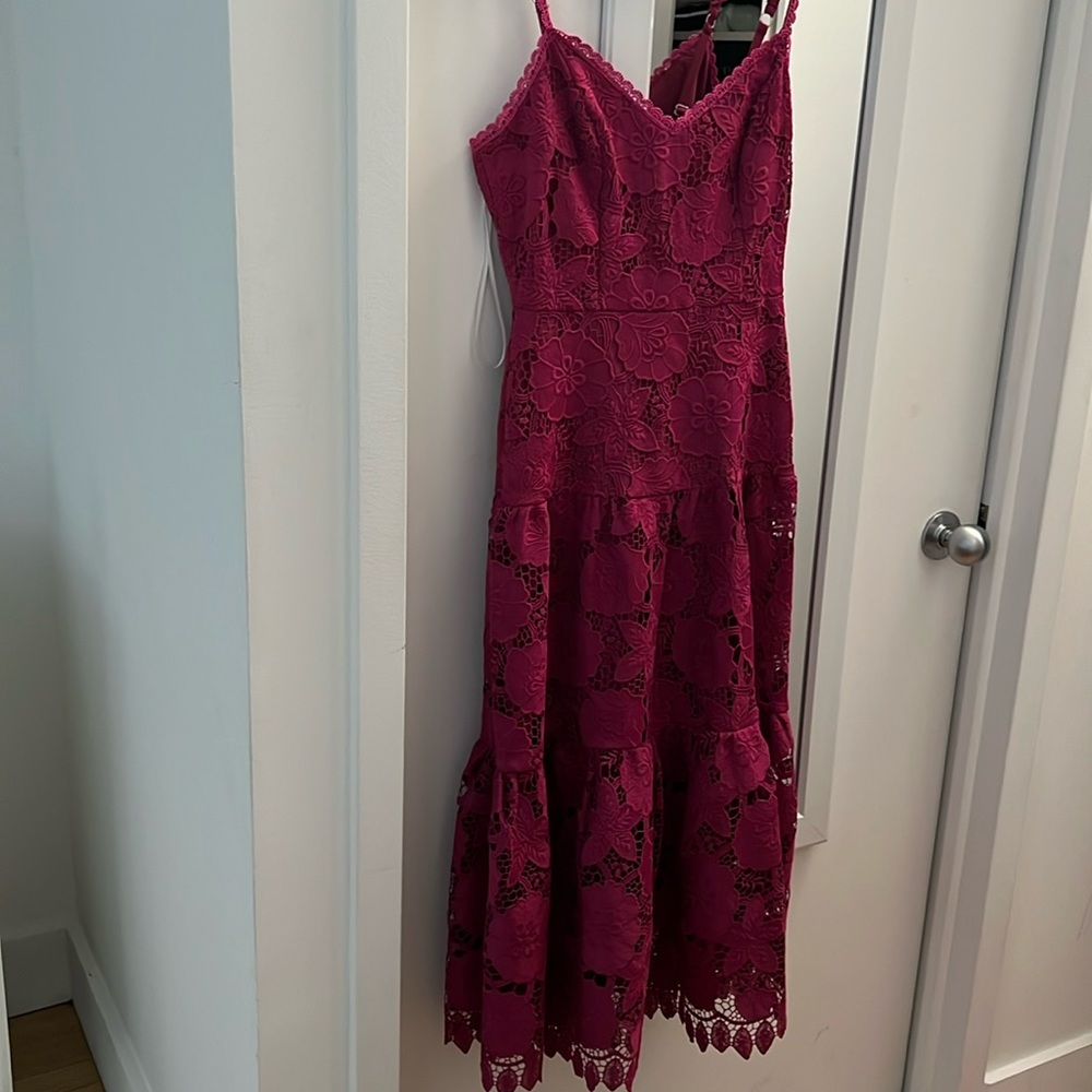 Midi Magenta Lace Marchesa Notte Dress - never worn. Size 0